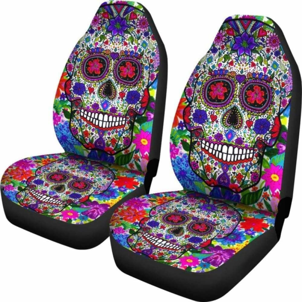 Set Of Pcs Colorful Sugar Skull Car Seat Cover.