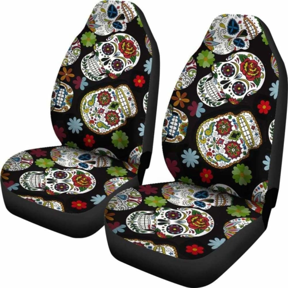 Set Of Sugar Skull Day Of The Dead Seat Covers