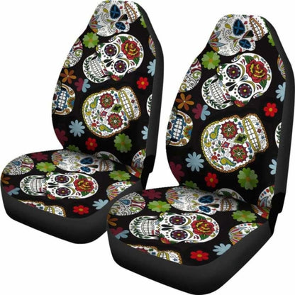 Set Of Sugar Skull Day Of The Dead Seat Covers