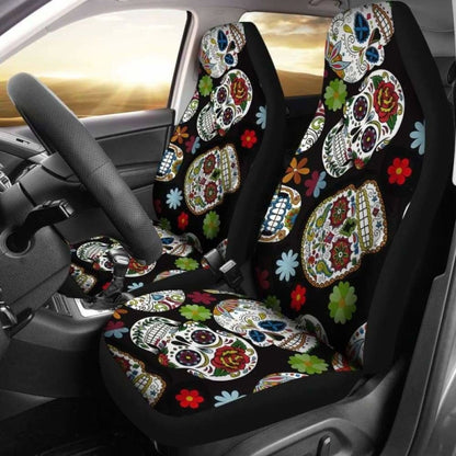Set Of Sugar Skull Day Of The Dead Seat Covers