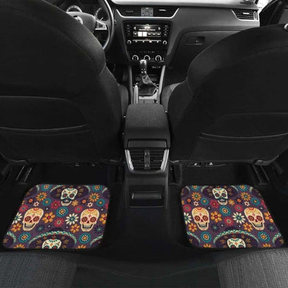 Sugar Skulls Flower Maxican Pattern Front And Back Car Mats