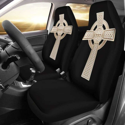 Golden Celtic Cross Car Seat Covers Amazing