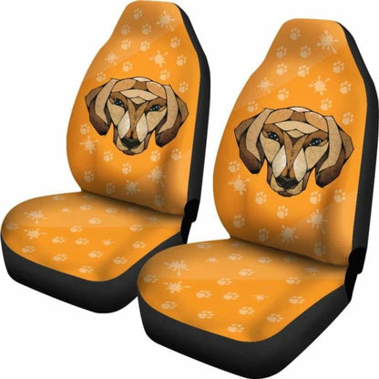 Dachshund Face Orange Car Seat Covers
