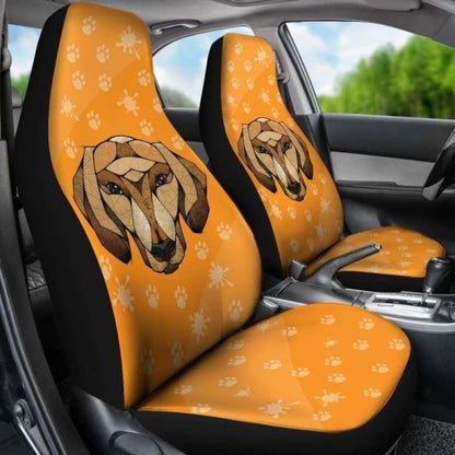 Dachshund Face Orange Car Seat Covers