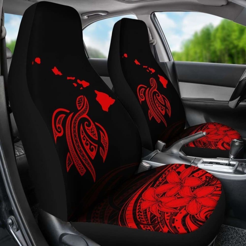 Hawaii Map Plumeria Polynesian Red Turtle Car Set Covers - New - Awesome