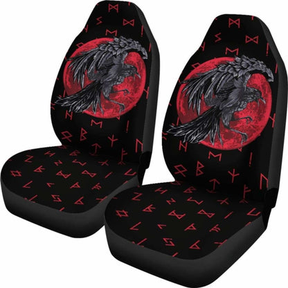 Viking Car Seat Covers , Odin Raven With Blood Moon Amazing