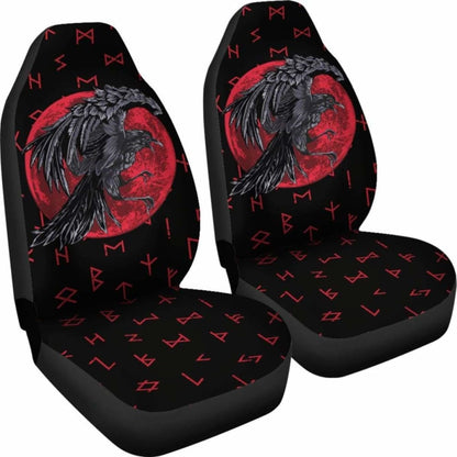 Viking Car Seat Covers , Odin Raven With Blood Moon Amazing