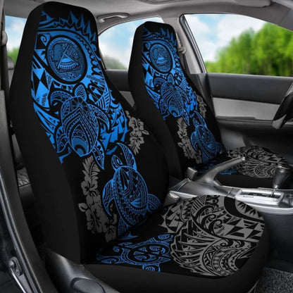 American Samoa Car Seat Covers - American Samoa Seal Blue Turtle Gray Hibiscus Flowing - Amazing