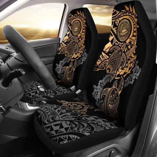 American Samoa Car Seat Covers - American Samoa Seal Gold Turtle Gray Hibiscus Flowing - Amazing