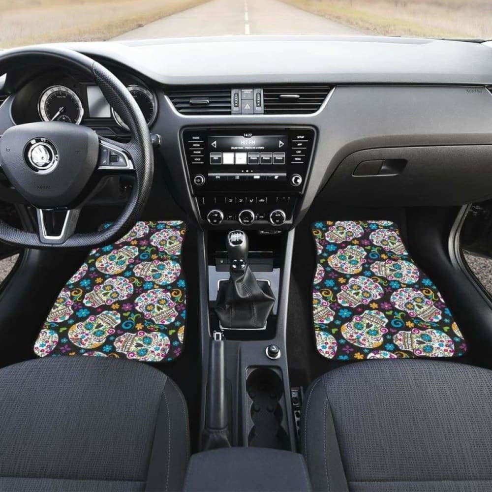 Set Of Pcs Sugar Skull Day Of The Dead Car Mats