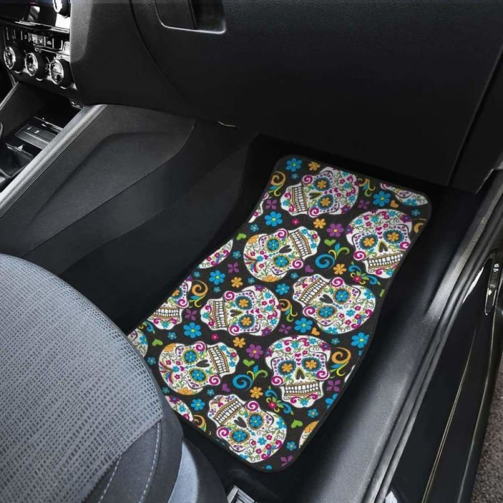 Set Of Pcs Sugar Skull Day Of The Dead Car Mats