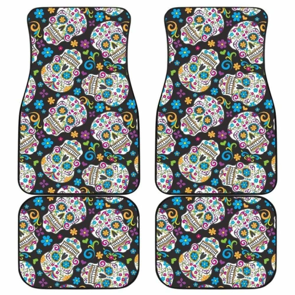Set Of Pcs Sugar Skull Day Of The Dead Car Mats