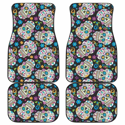 Set Of Pcs Sugar Skull Day Of The Dead Car Mats