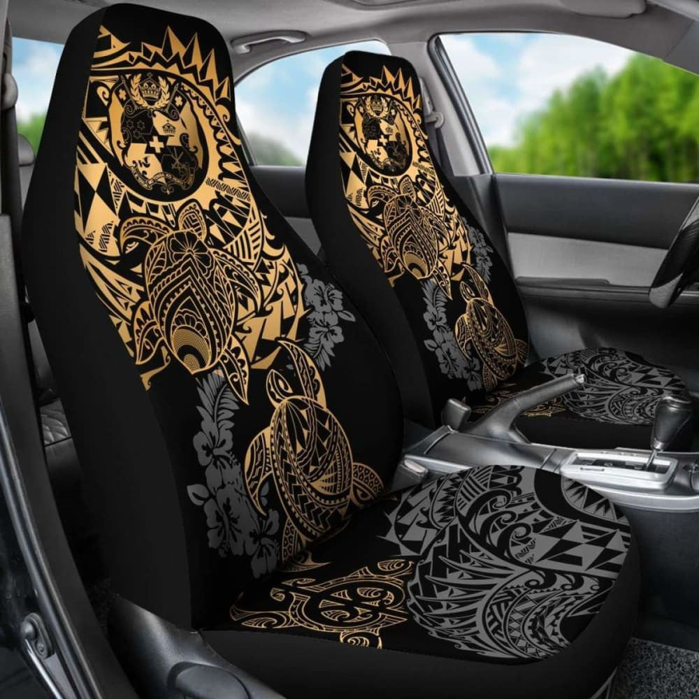 Tonga Polynesian Car Seat Covers - Gold Turtle Flowing - Amazing