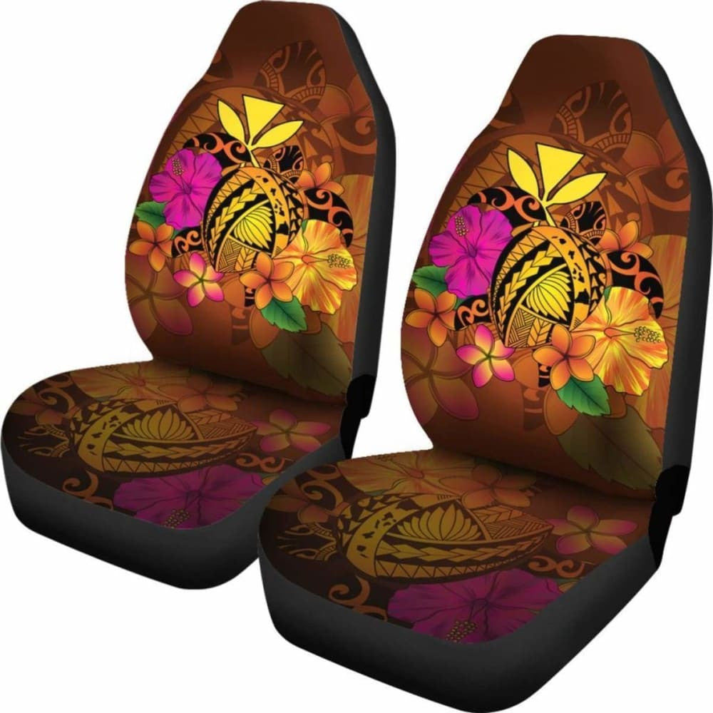 Hawaii Turtle Tribal Map Hibiscus Plumeria Car Seat Cover - New
