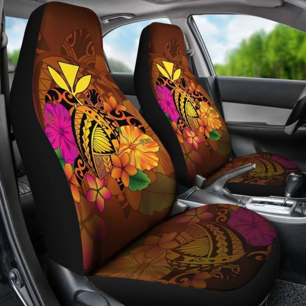 Hawaii Turtle Tribal Map Hibiscus Plumeria Car Seat Cover - New