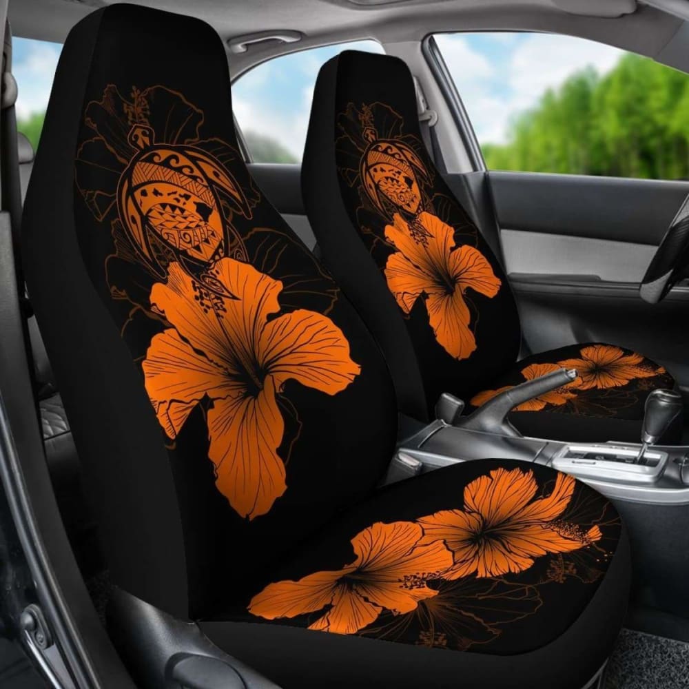 Hawaii Hibiscus Car Seat Cover - Turtle Map - Traffic Orange - New