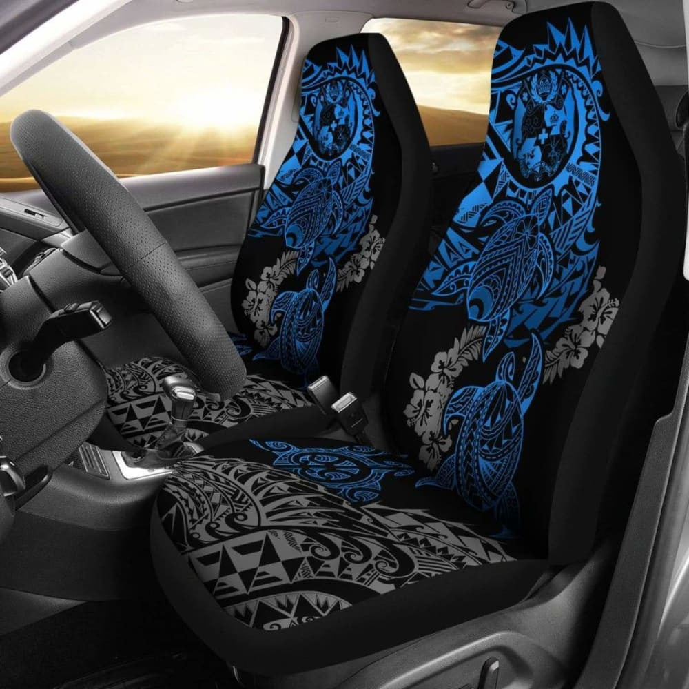 Tonga Polynesian Car Seat Covers - Blue Turtle Flowing - Amazing