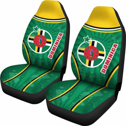 Dominica Car Seat Covers Circle Stripes Flag Version Amazing