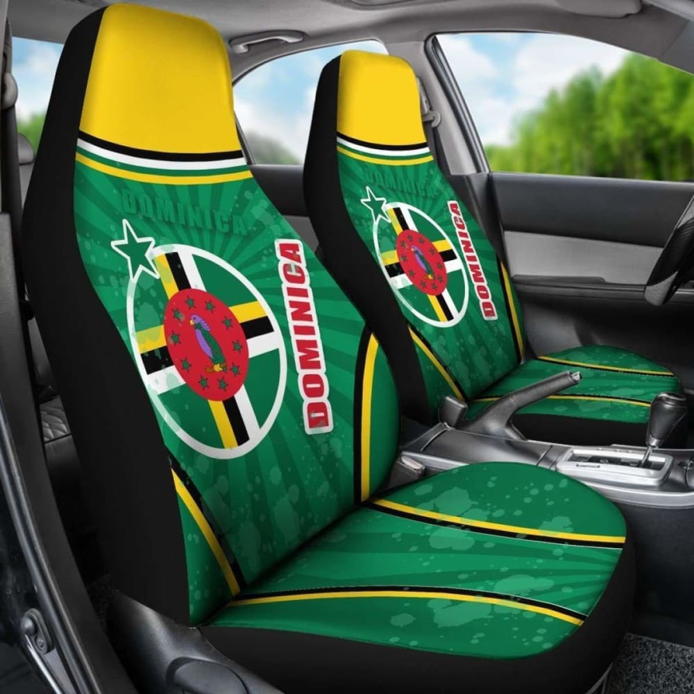 Dominica Car Seat Covers Circle Stripes Flag Version Amazing