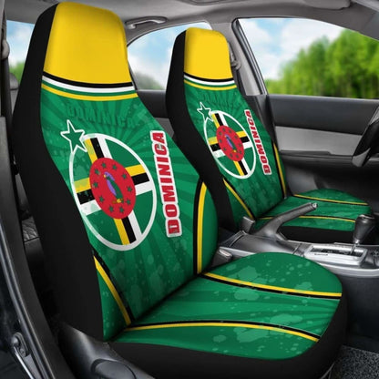 Dominica Car Seat Covers Circle Stripes Flag Version Amazing