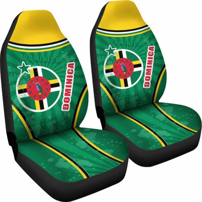 Dominica Car Seat Covers Circle Stripes Flag Version Amazing