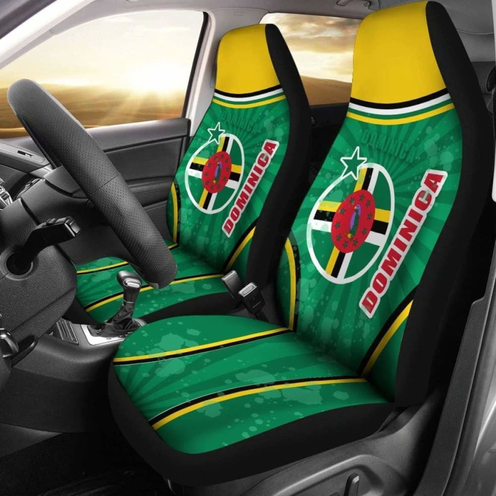 Dominica Car Seat Covers Circle Stripes Flag Version Amazing