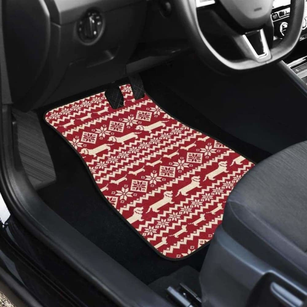 Dachshund Nordic Pattern Front And Back Car Mats