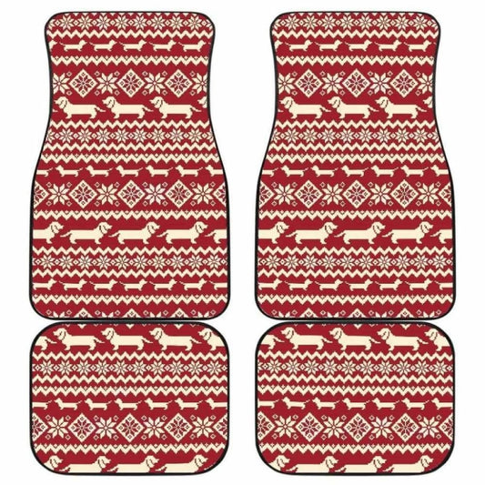 Dachshund Nordic Pattern Front And Back Car Mats
