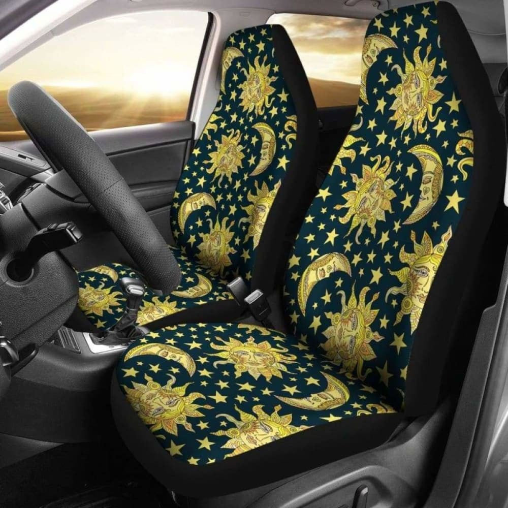 Golden Sun & Moon Car Seat Covers