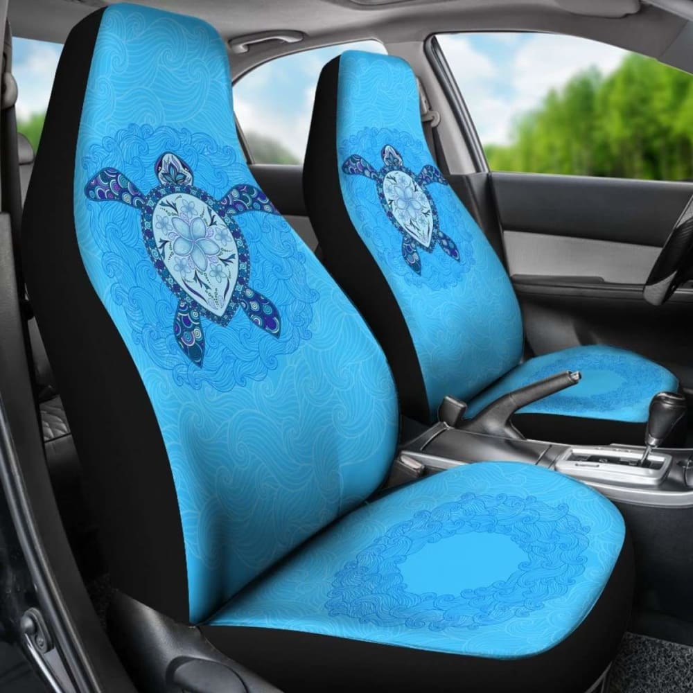 Turtle And Plumeria Hawaiian Car Seat Covers Set Of
