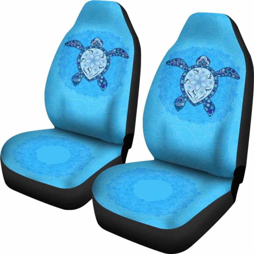 Turtle And Plumeria Hawaiian Car Seat Covers Set Of