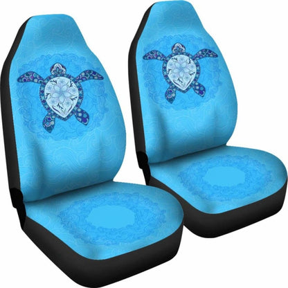 Turtle And Plumeria Hawaiian Car Seat Covers Set Of