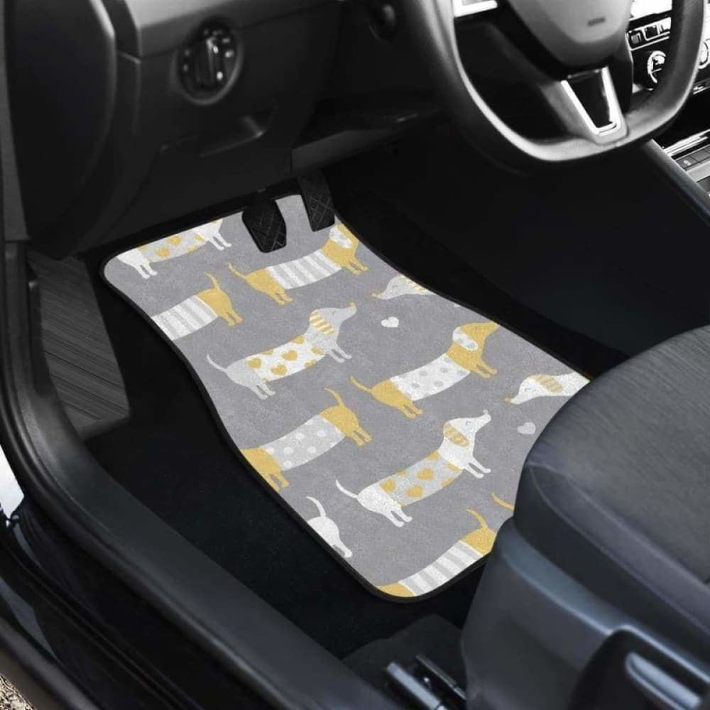 Cute Dachshund Dog Pattern Front And Back Car Mats