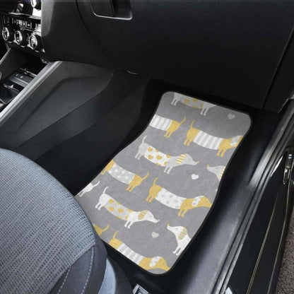 Cute Dachshund Dog Pattern Front And Back Car Mats