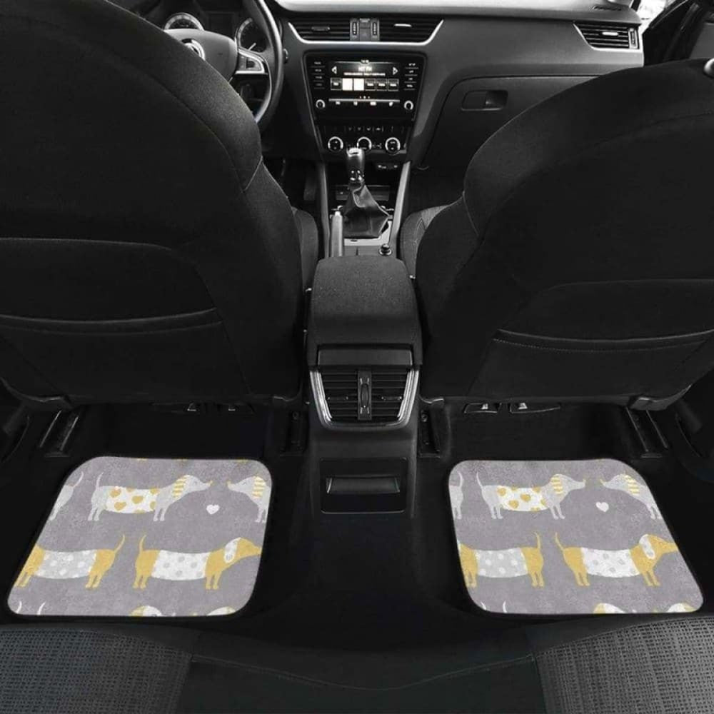 Cute Dachshund Dog Pattern Front And Back Car Mats