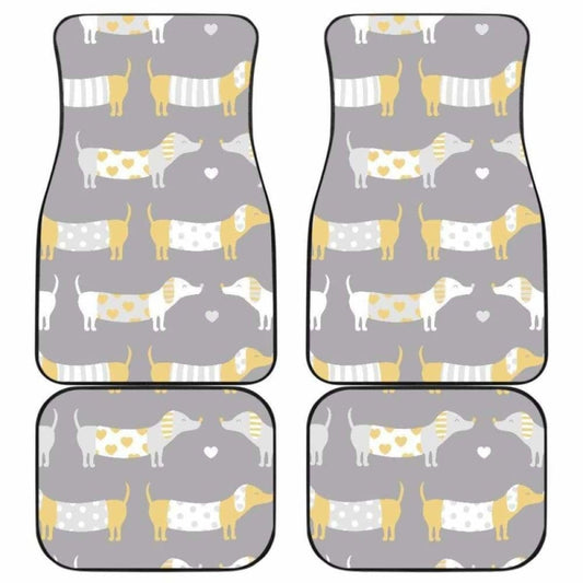 Cute Dachshund Dog Pattern Front And Back Car Mats
